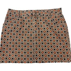 BDG Womens Size 8 Corduroy Geometric Print Mini Skirt Orange Black White